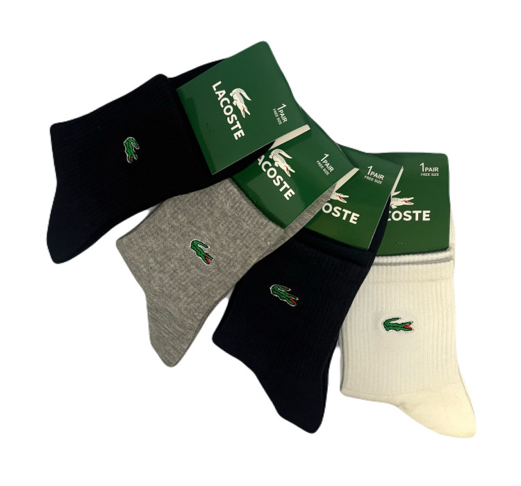 جوراب اسپرت نخ پنبه نیمساق مردانه گلدوزی Lacoste