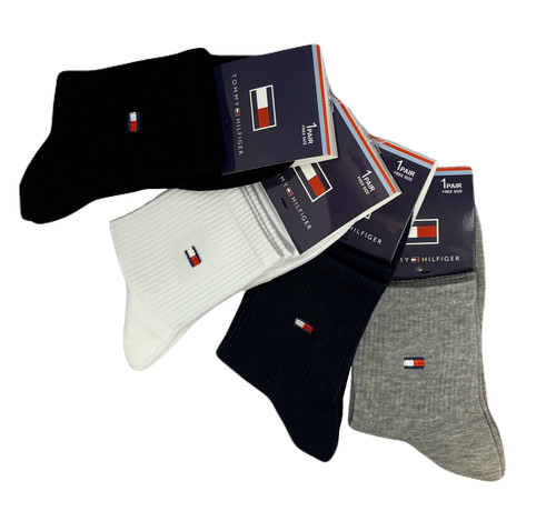 جوراب اسپرت نخ پنبه نیمساق مردانه گلدوزی Tommy