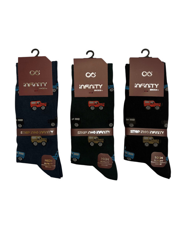 جوراب کلاسیک اعلا نخ پنبه ساقدار مردانه Infinity طرح ماشین