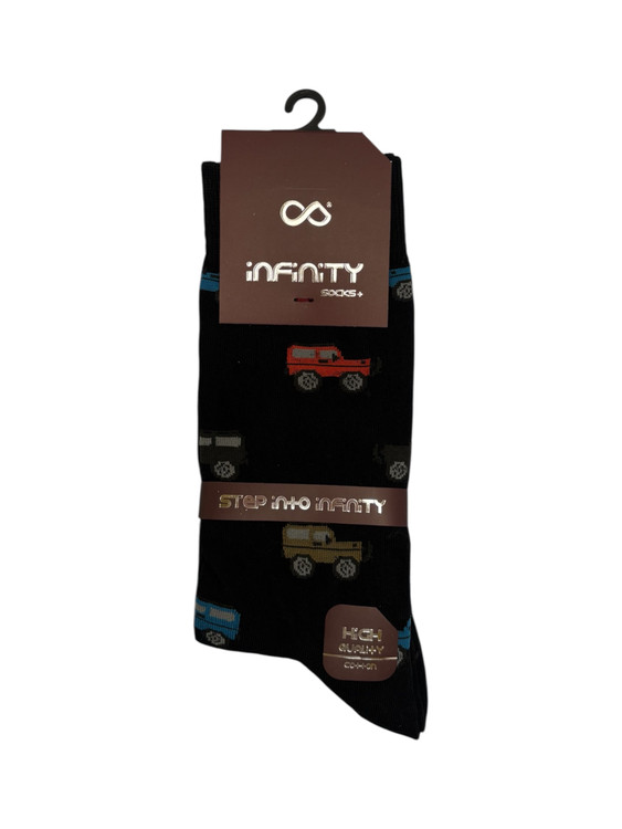 جوراب کلاسیک اعلا نخ پنبه ساقدار مردانه Infinity طرح ماشین