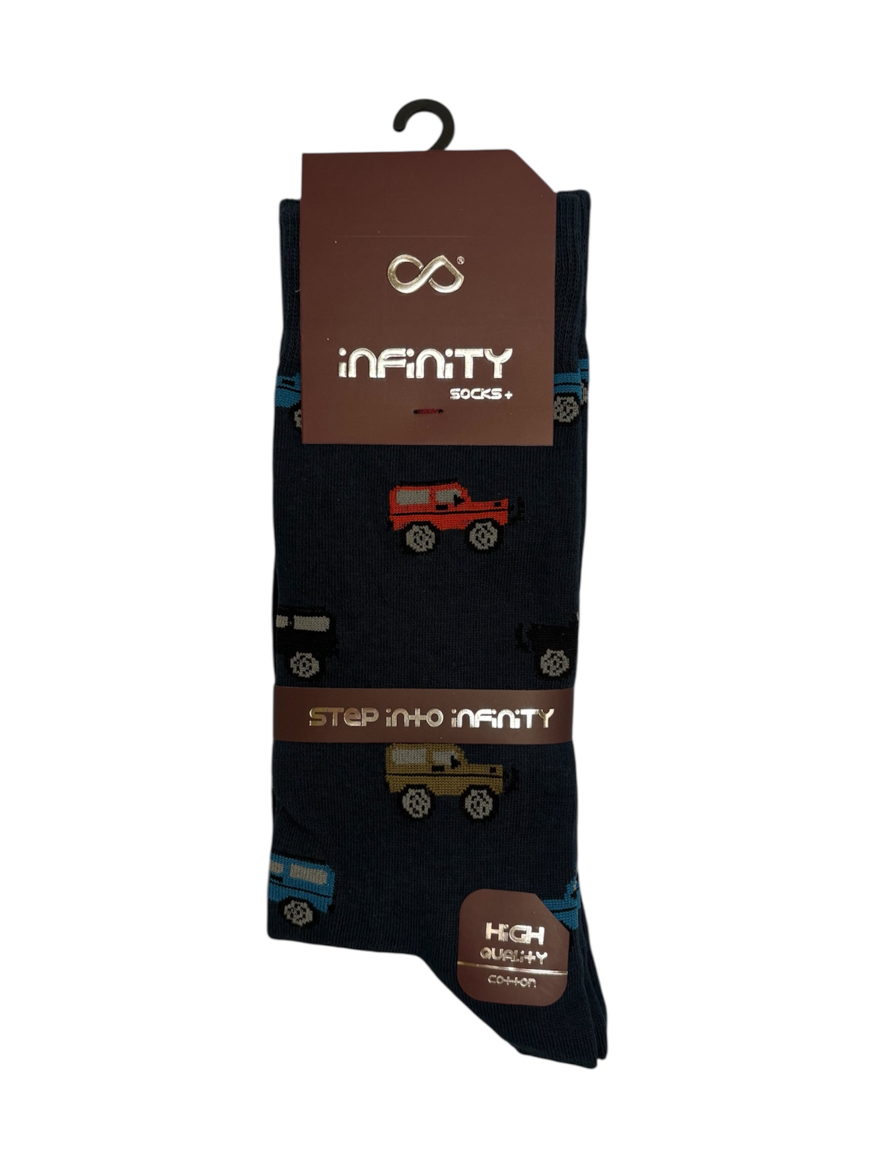 جوراب کلاسیک اعلا نخ پنبه درجه یک ترک ساقدار مردانه iNFiNiTY طرح ماشین