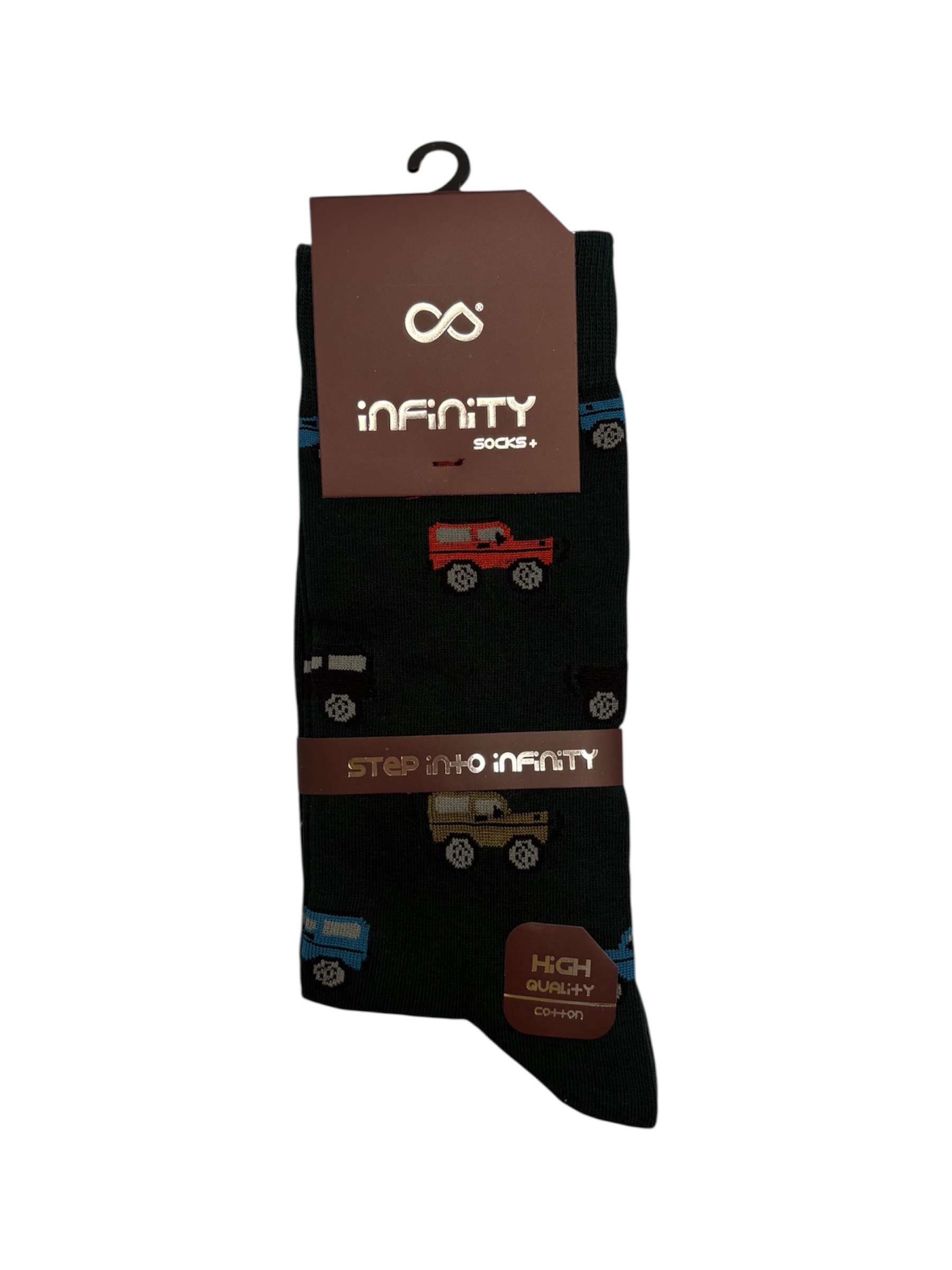 جوراب کلاسیک اعلا نخ پنبه درجه یک ترک ساقدار مردانه iNFiNiTY طرح ماشین