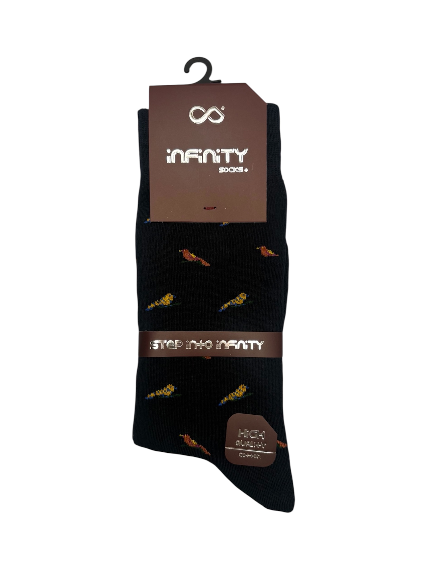 جوراب کلاسیک اعلا نخ پنبه درجه یک ترک ساقدار مردانه iNFiNiTY طرح پرنده