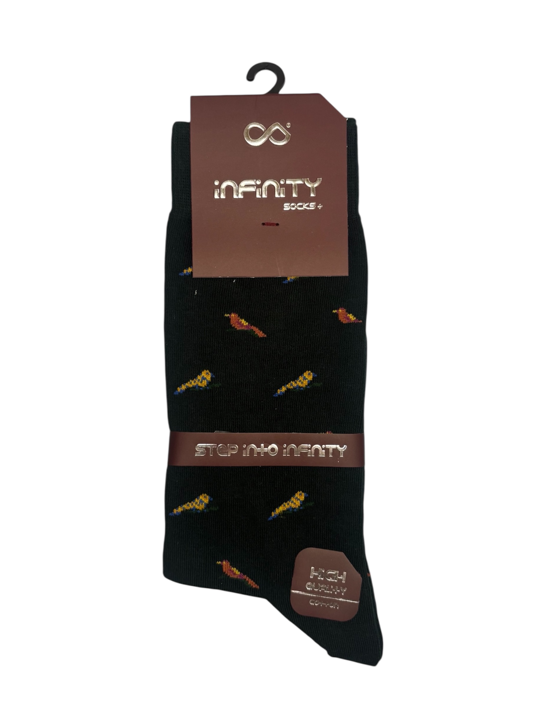 جوراب کلاسیک اعلا نخ پنبه درجه یک ترک ساقدار مردانه iNFiNiTY طرح پرنده