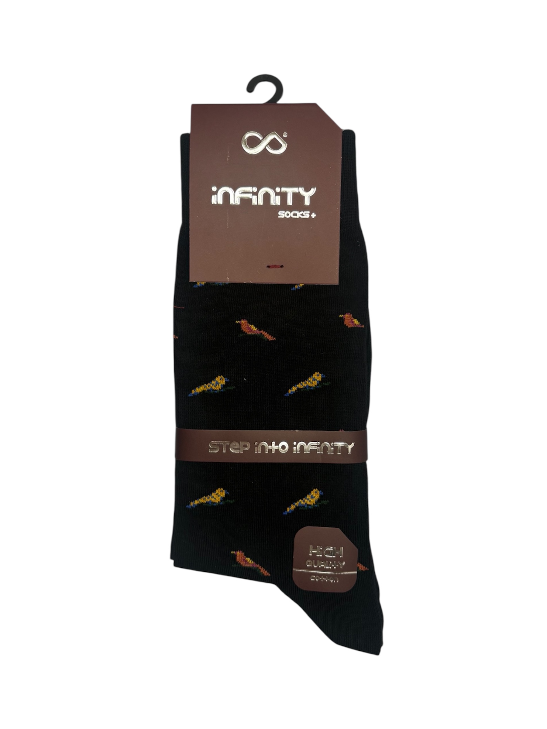 جوراب کلاسیک اعلا نخ پنبه درجه یک ترک ساقدار مردانه iNFiNiTY طرح پرنده