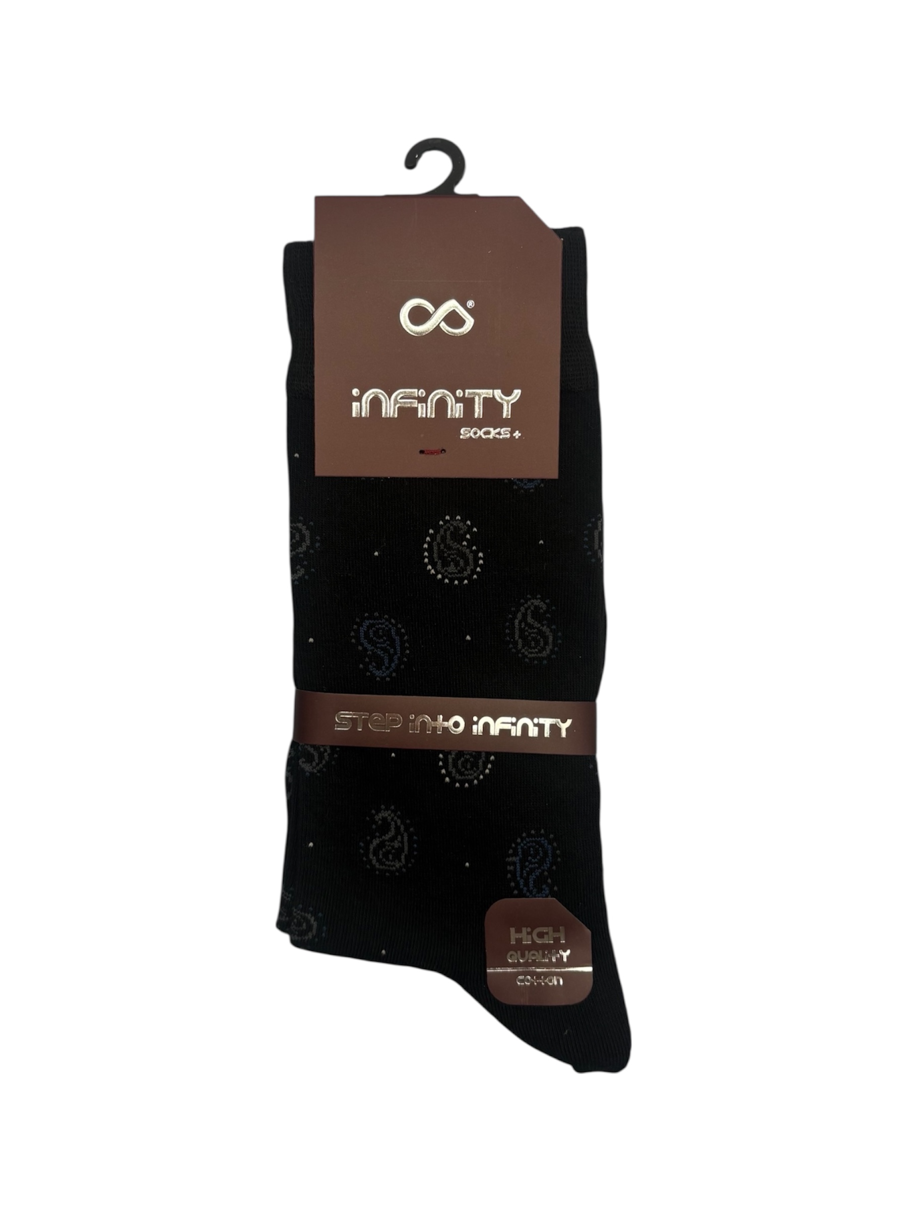 جوراب کلاسیک اعلا نخ پنبه درجه یک ترک ساقدار مردانه iNFiNiTY طرح بته جقه