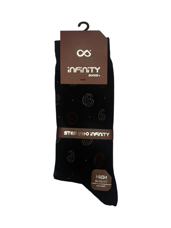 جوراب کلاسیک اعلا نخ پنبه ساقدار مردانه Infinity طرح بته جقه