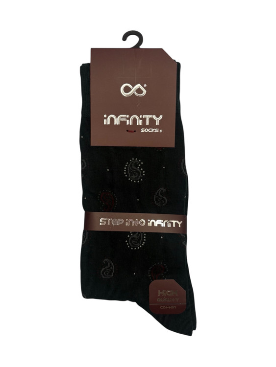 جوراب کلاسیک اعلا نخ پنبه ساقدار مردانه Infinity طرح بته جقه