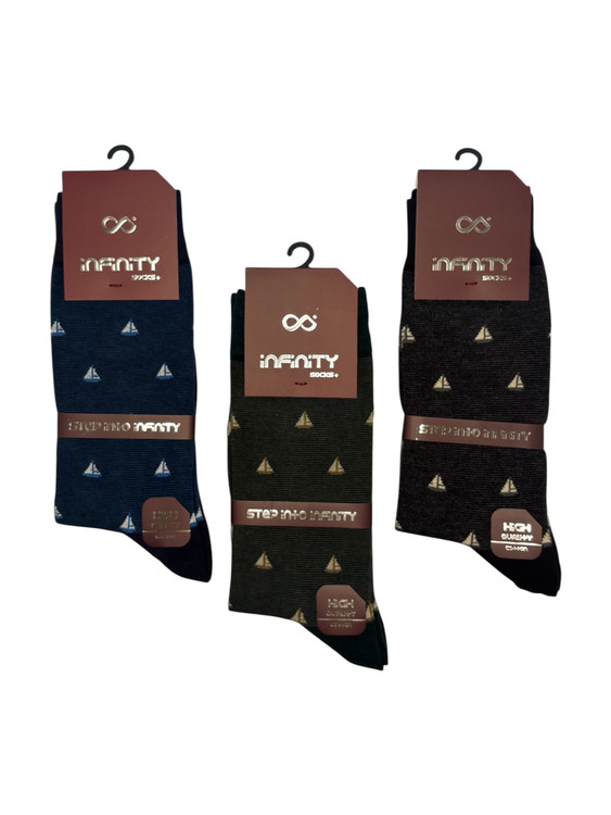 جوراب کلاسیک اعلا نخ پنبه ساقدار مردانه Infinity طرح قایق