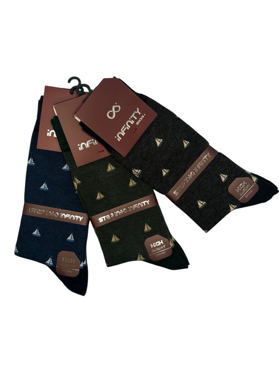 جوراب کلاسیک اعلا نخ پنبه ساقدار مردانه Infinity طرح قایق