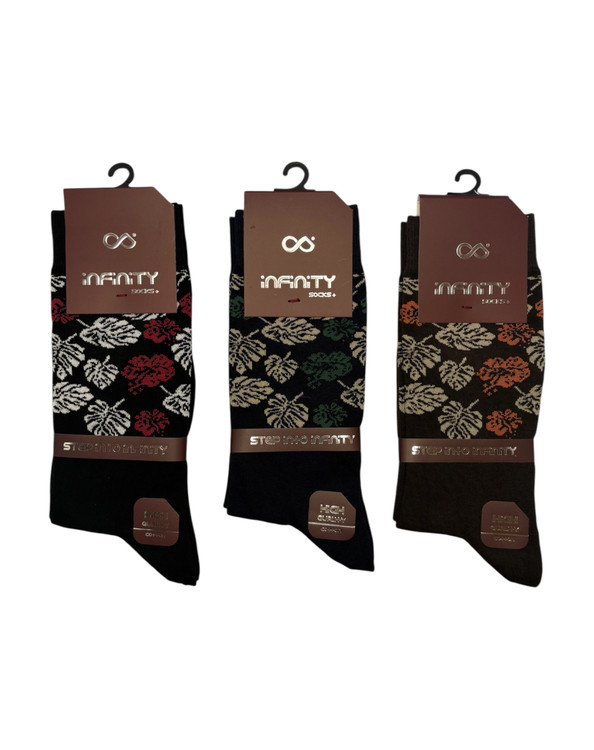 جوراب کلاسیک اعلا نخ پنبه ساقدار مردانه Infinity طرح گل