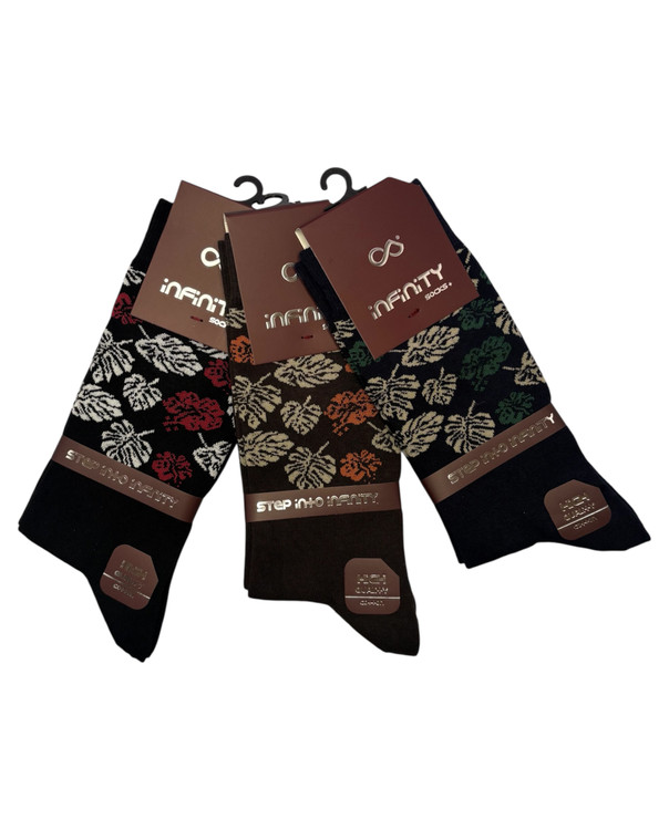 جوراب کلاسیک اعلا نخ پنبه ساقدار مردانه Infinity طرح گل