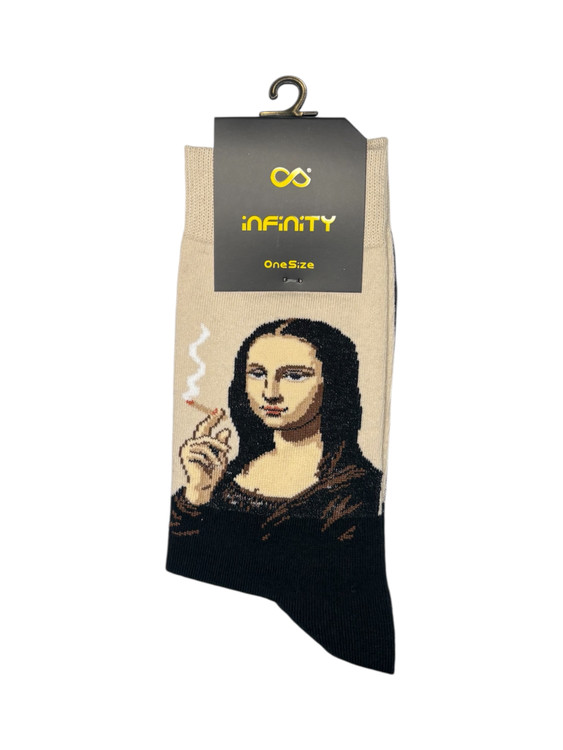 جوراب فانتزی نخ پنبه ساقدار Unisex طرح مونالیزا