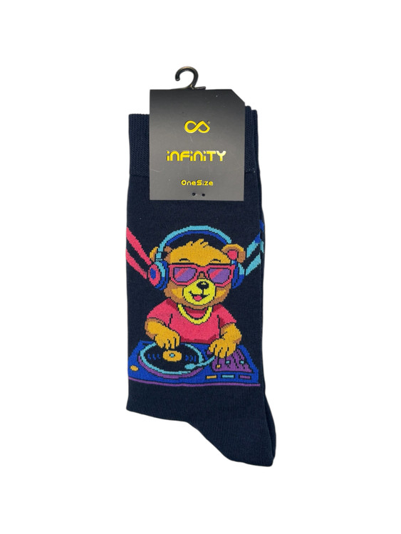 جوراب فانتزی نخ پنبه ساقدار Unisex طرح خرس دیجی