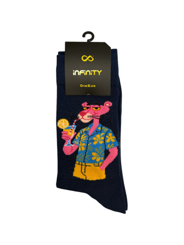 جوراب فانتزی نخ پنبه ساقدار Unisex طرح پلنگ صورتی