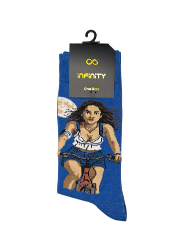 جوراب فانتزی نخ پنبه ساقدار Unisex طرح دوچرخه سوار