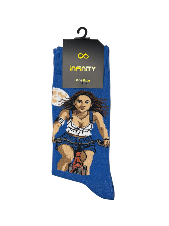 جوراب فانتزی نخ پنبه ساقدار Unisex طرح دوچرخه سوار