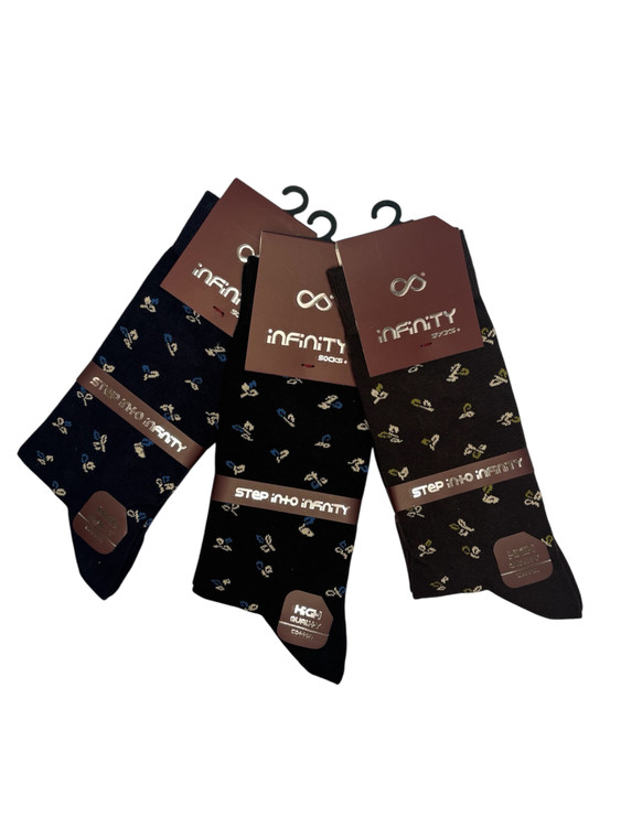 جوراب کلاسیک اعلا نخ پنبه ساقدار مردانه Infinity طرح برگ