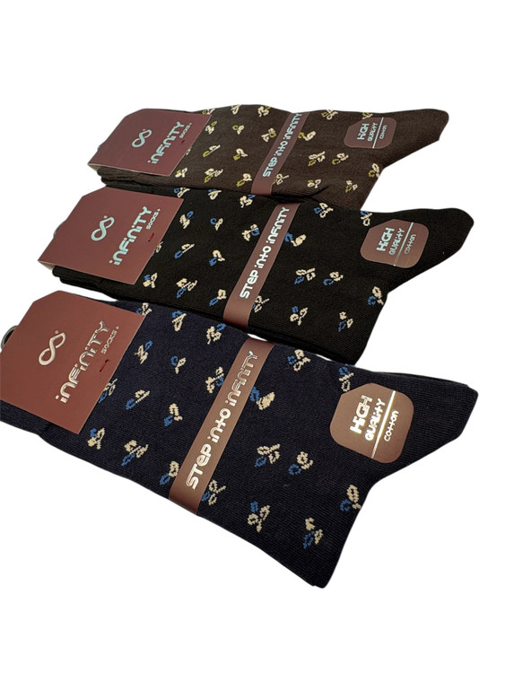 جوراب کلاسیک اعلا نخ پنبه ساقدار مردانه Infinity طرح برگ