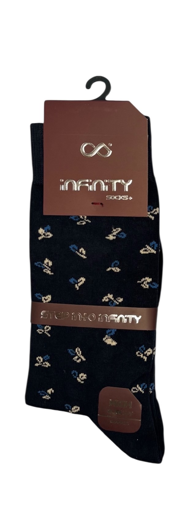 جوراب کلاسیک اعلا نخ پنبه درجه یک ترک ساقدار مردانه iNFiNiTY طرح برگ