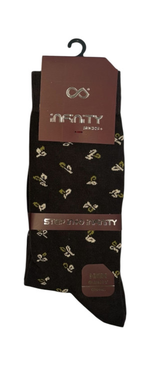 جوراب کلاسیک اعلا نخ پنبه ساقدار مردانه Infinity طرح برگ