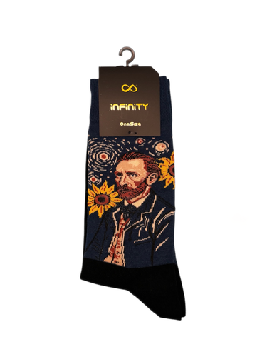 جوراب فانتزی نخ پنبه ساقدار Unisex طرح ون گوگ