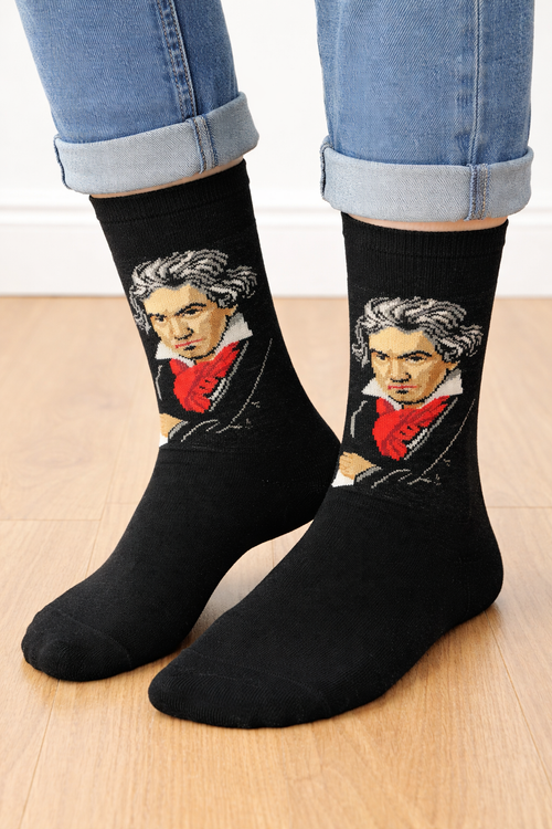 جوراب فانتزی نخ پنبه ساقدار Unisex طرح بهتوون