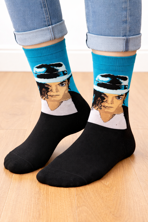 جوراب فانتزی نخ پنبه ساقدار Unisex طرح مایکل جکسون