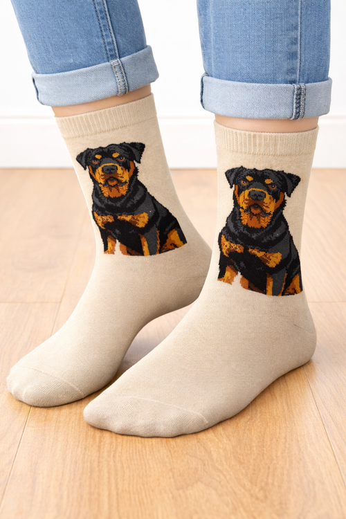 جوراب فانتزی نخ پنبه ساقدار Unisex طرح روتوایلر