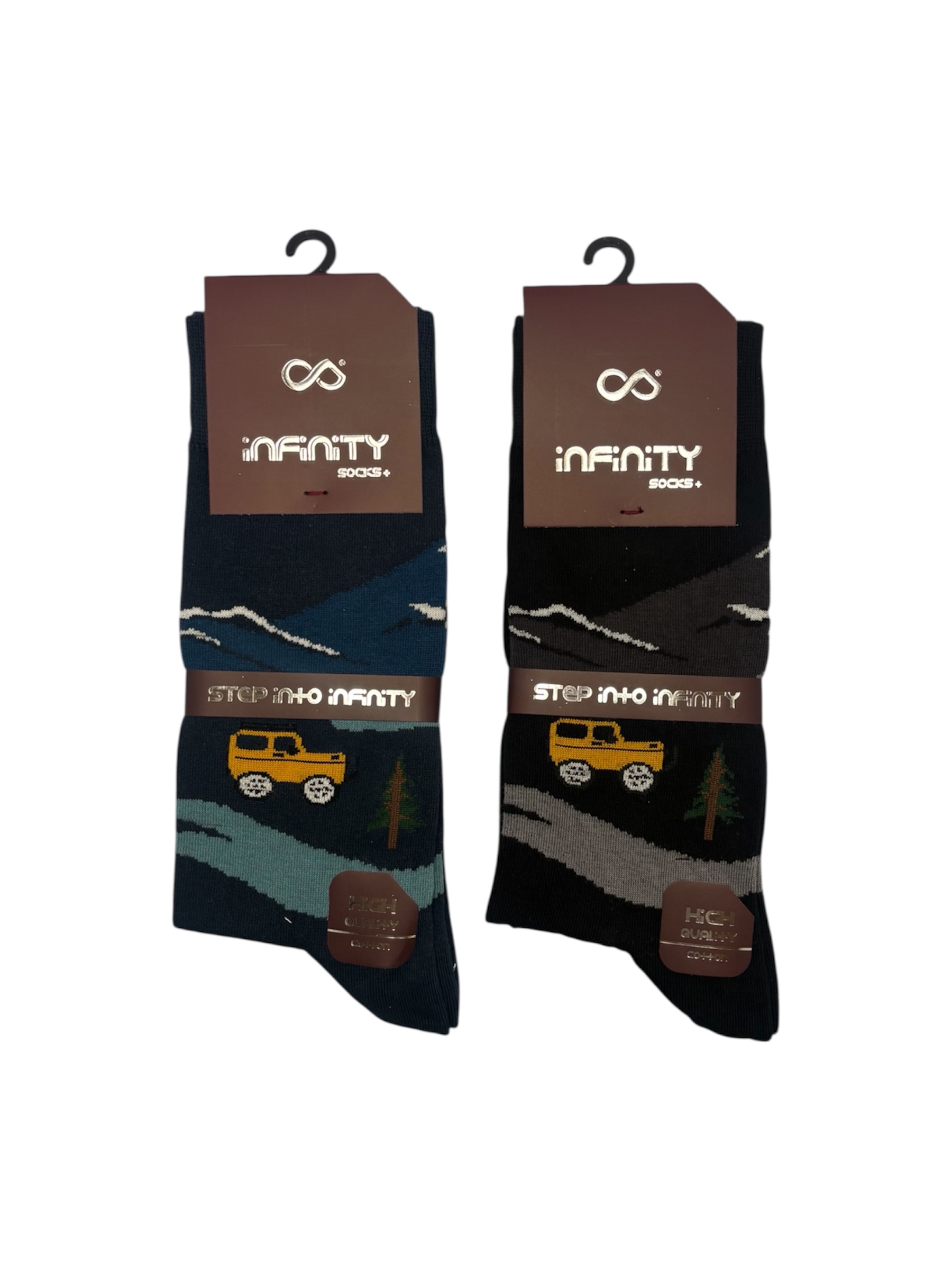 جوراب کلاسیک اعلا نخ پنبه درجه یک ترک ساقدار مردانه iNFiNiTY طرح ماشین