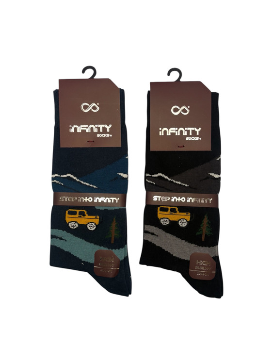 جوراب کلاسیک اعلا نخ پنبه ساقدار مردانه Infinity طرح ماشین