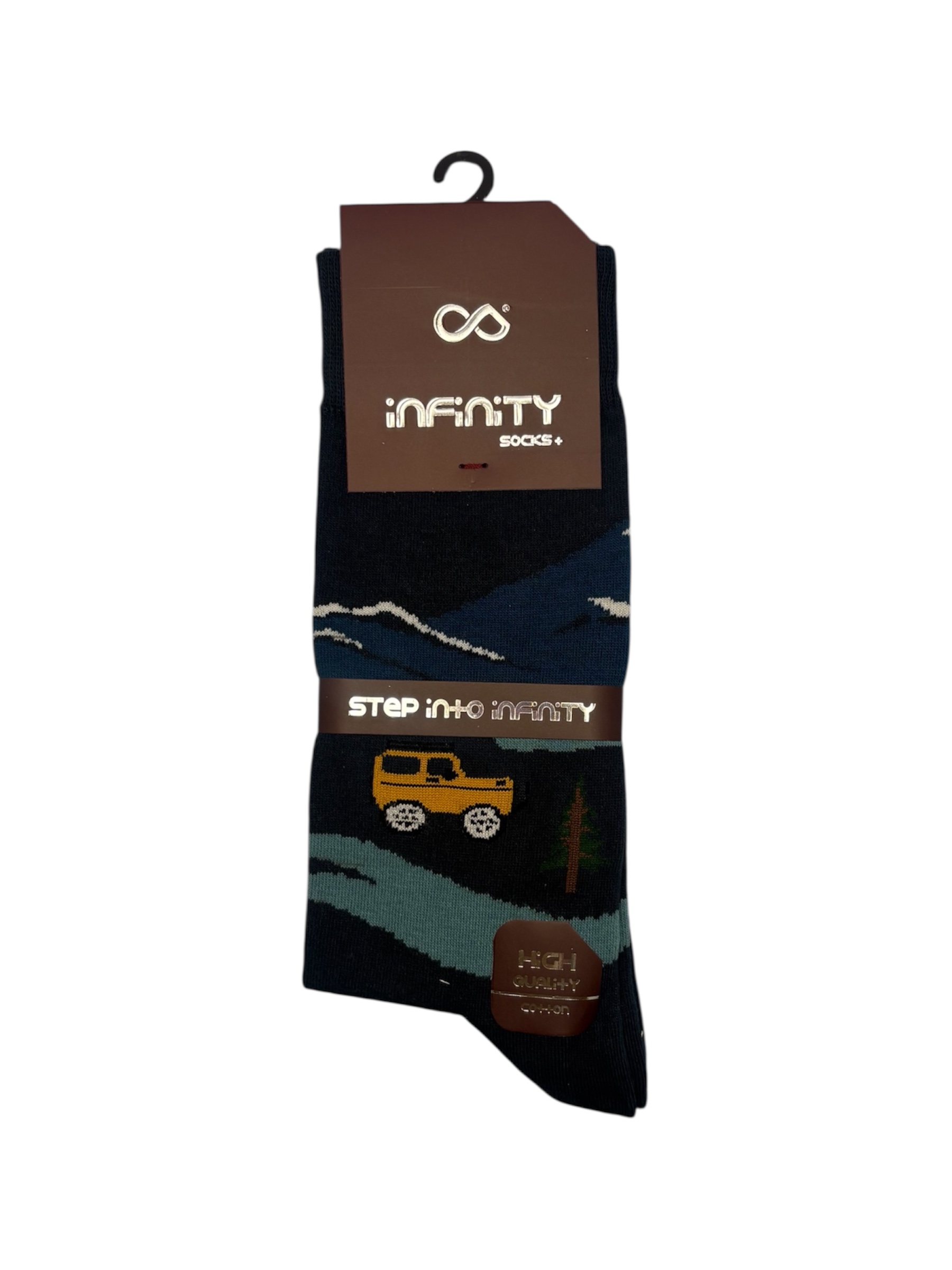 جوراب کلاسیک اعلا نخ پنبه درجه یک ترک ساقدار مردانه iNFiNiTY طرح ماشین
