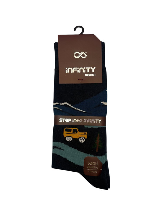 جوراب کلاسیک اعلا نخ پنبه ساقدار مردانه Infinity طرح ماشین