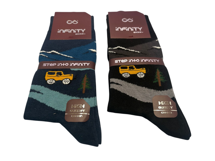 جوراب کلاسیک اعلا نخ پنبه ساقدار مردانه Infinity طرح ماشین