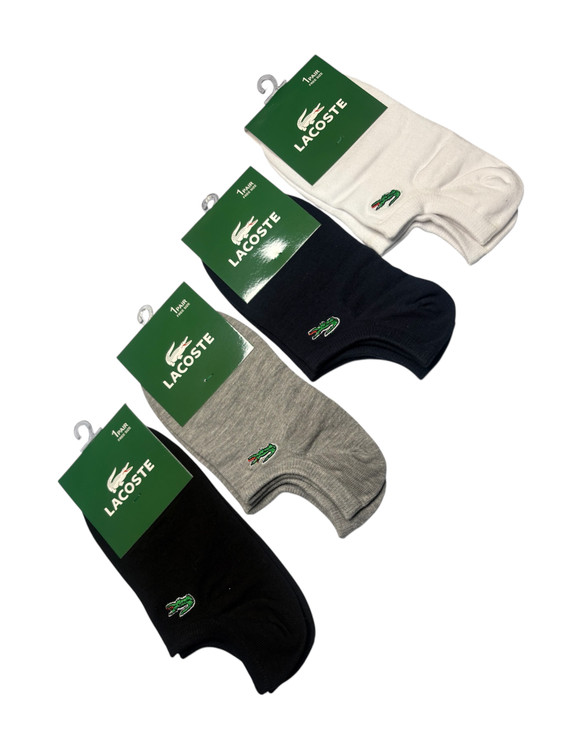 جوراب اسپرت نخ پنبه زیرقوزکی مردانه گلدوزی Lacoste