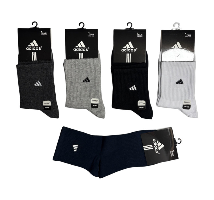 جوراب اسپرت نخ پنبه درجه یک نیمساق مردانه گلدوزی adidas