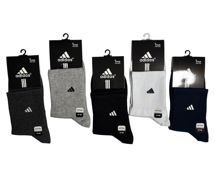 جوراب اسپرت نخ پنبه درجه یک نیمساق مردانه گلدوزی adidas