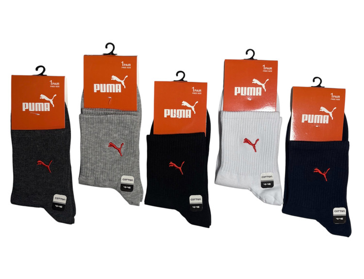 جوراب اسپرت نخ پنبه درجه یک نیمساق مردانه گلدوزی PUMA