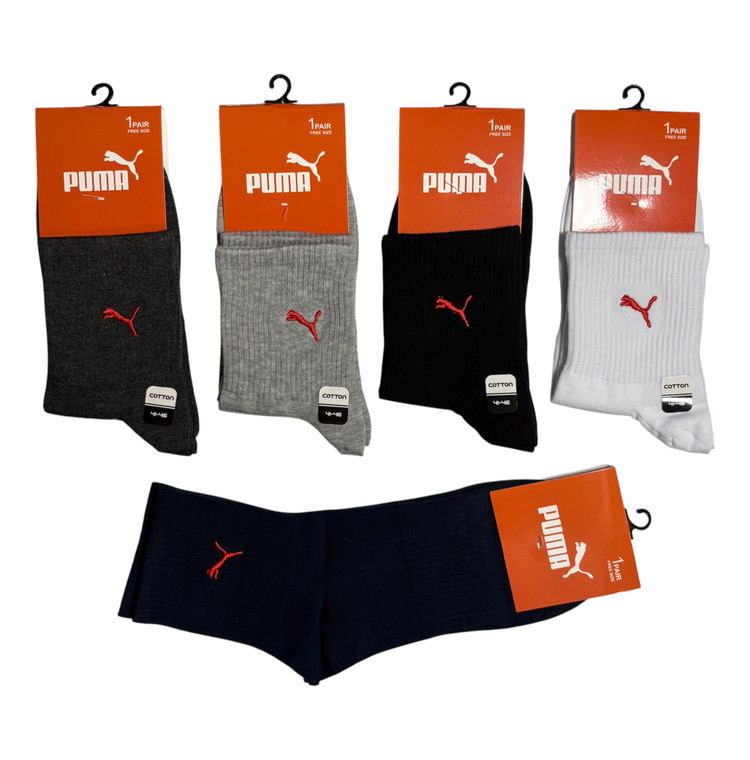 جوراب اسپرت نخ پنبه درجه یک نیمساق مردانه گلدوزی PUMA