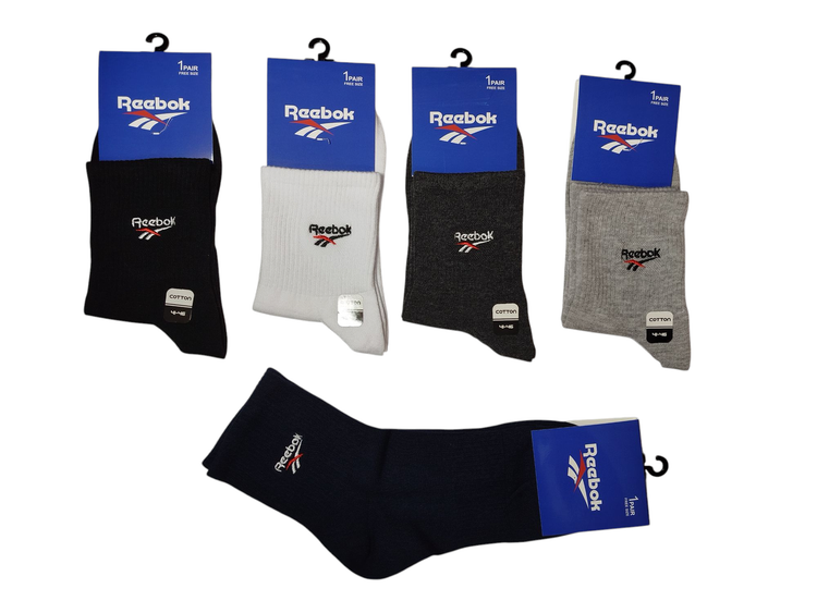 جوراب اسپرت نخ پنبه درجه یک نیمساق مردانه گلدوزی Reebok
