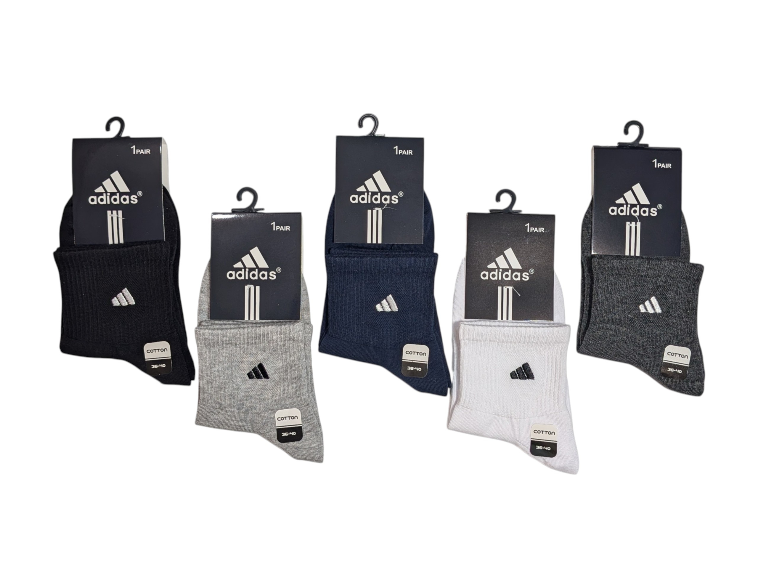 جوراب اسپرت نخ پنبه درجه یک نیمساق زنانه گلدوزی adidas