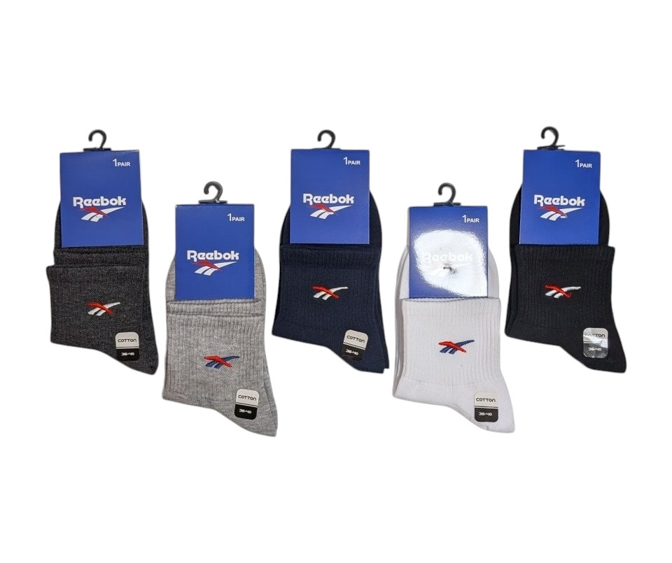 جوراب اسپرت نخ پنبه درجه یک نیمساق زنانه گلدوزی Reebok